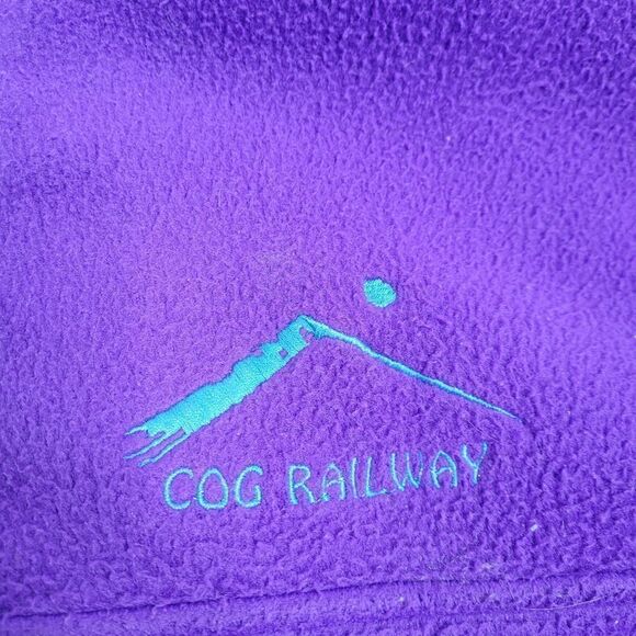 VINTAGE 90s fleece purple Cog Railway quarter button pullover‎ unisex M - Picture 3 of 10